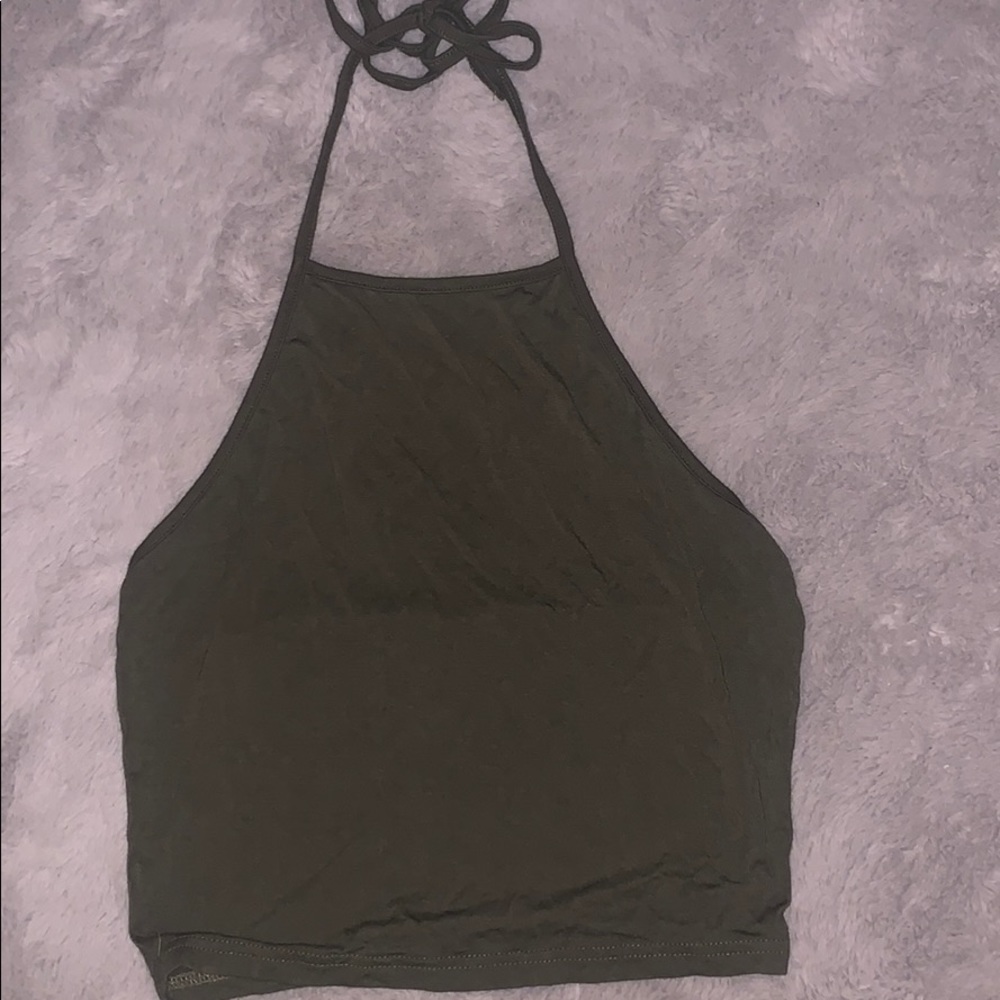Army green halter top